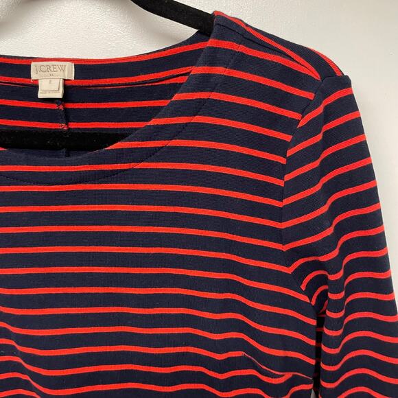 J.Crew Womens Striped Stretch Cotton Shift Dress 3/4 Sleeve Blue Red Size Small - Picture 3 of 8